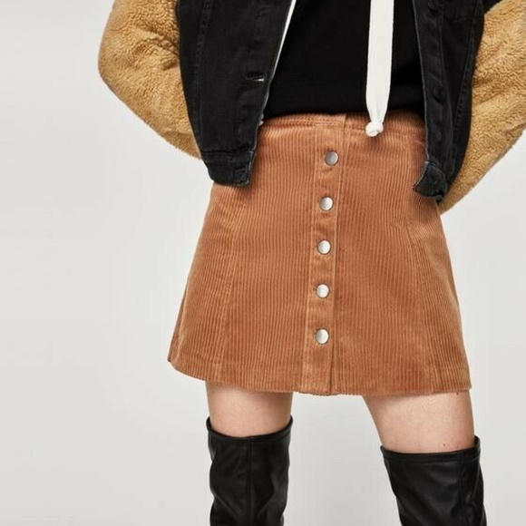 Zara Dresses & Skirts - ZARA TRF Camel Corduroy Mini Skirt Medium